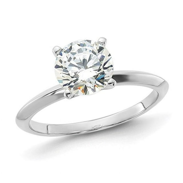 Sterling Silver Synthetic Cubic Zirconia (CZ) Solitaire Engagement Ring Ring