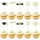 thumbnail image 1 of 30 adornos brillantes para cupcakes de graduación con forma de diploma y birrete., 1 of 9