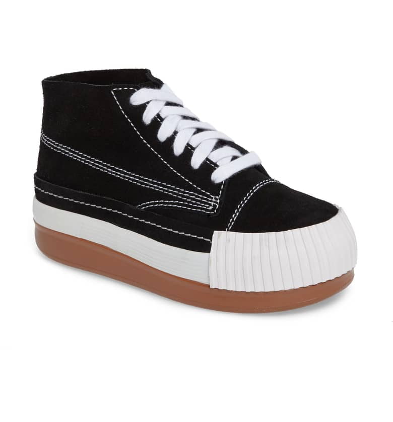 Jeffrey Campbell High Top Platform Sneaker Black Lace Up Ankle Bootie Walmart.com