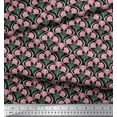 thumbnail image 3 of Soimoi Black Cotton Duck Fabric Leaves,Pink Floral & Ogee Damask Print Fabric by The Yard 44 Inch Wide, 3 of 3