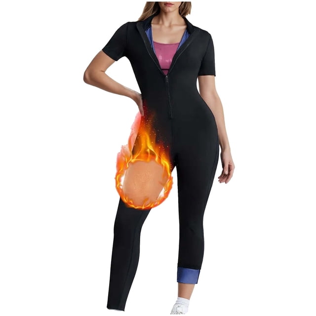 Traje de Manga Corta para Mujeres Traje de Forma de Cuerpo Sudoroso con Cintura con Cremallera Cintura de Alta Elasticidad Cinching Y Hip Lifting Yoga Set Moda Casual