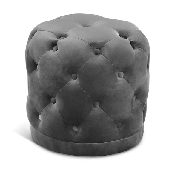 Meridian Furniture Harper Contemporary Velvet Ottoman/Stool in Gray