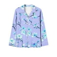 thumbnail image 4 of YWDJ Night Shirts for Women Sleepwear Lightweight Floral Long Sleeve Button Down Shirts 2 Piece Long Pants Pajamas L Blue, 4 of 5