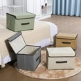 thumbnail image 5 of Topekada 4 Pack Fabric Storage Bins with Lid & Handles, 14" x 9" x 9" Large Foldable Storage Basket with Handles, Stackable, for Clothes, Shelf, Office, 5 of 7