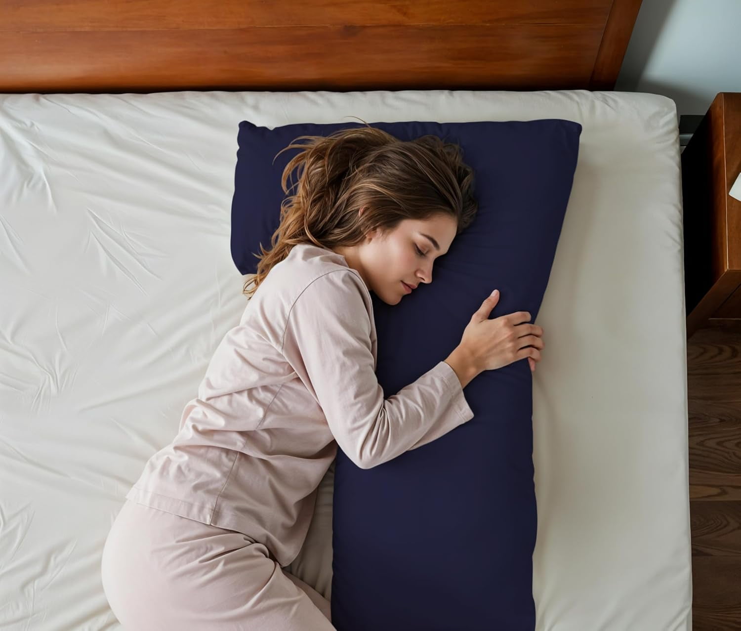snuggL Body Pillow for Side Sleeper and Pregnancy, L Shaped for Knee, Back and Hip Support