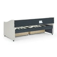 thumbnail image 6 of Twin Size Upholstered Daybed Frame with Storage Drawers, Linen Sofa Bed with Reinforced Frame, Multifunctional Floor Bed with Tufted Backrest and Armrest for Living Room, Bedroom, Beige, 6 of 9