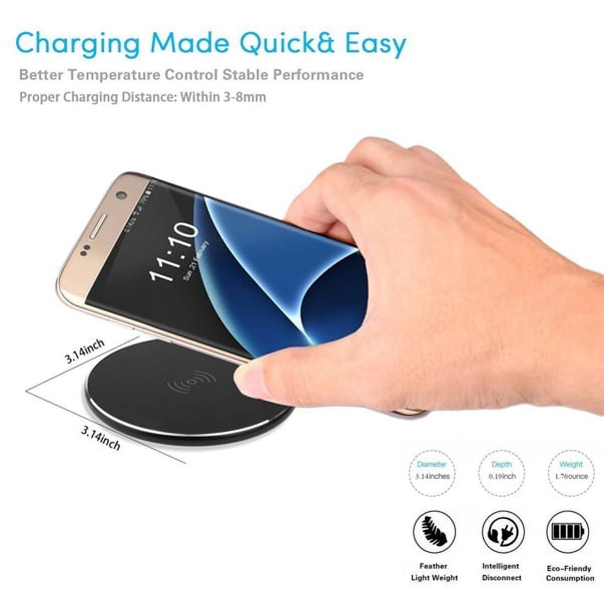 10W Wireless Charger Ultra Slim Fast Charging Pad Compatible With LG V40 ThinQ, Google Nexus 5 4, G4 G3 G2 - Motorola Google Nexus 6, Droid Turbo Mini MAXX - Nokia Lumia 930 920 1520 1020, 8