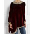 thumbnail image 2 of Blusa de talla grande con dobladillo irregular para mujer, camiseta de manga larga de terciopelo retro a la moda de primavera, top asimétrico holgado informal con cuello redondo, 2 of 4