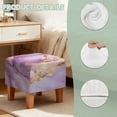 thumbnail image 7 of SCRAWLGOD Marble Pattern Golden Violet Ottoman Cover, Square Ottoman Cover Footrest Sofa Slipcovers Stool Covers Soft Footstool Covers Slipcovers Stretch Furniture Protector with Anti-Slip Band, 7 of 7