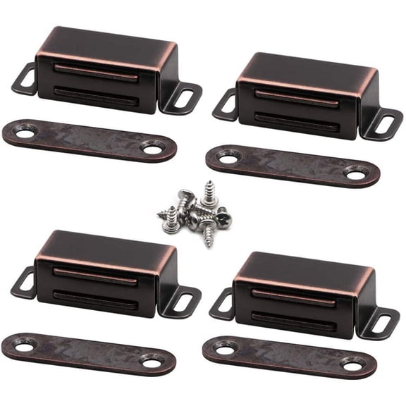 Magnetic Cabinet Door Catch- Stainless Steel Closet Catches with Strong Magnetic- Furniture Latch, Oil Rubbed Bronze (4 Pack)