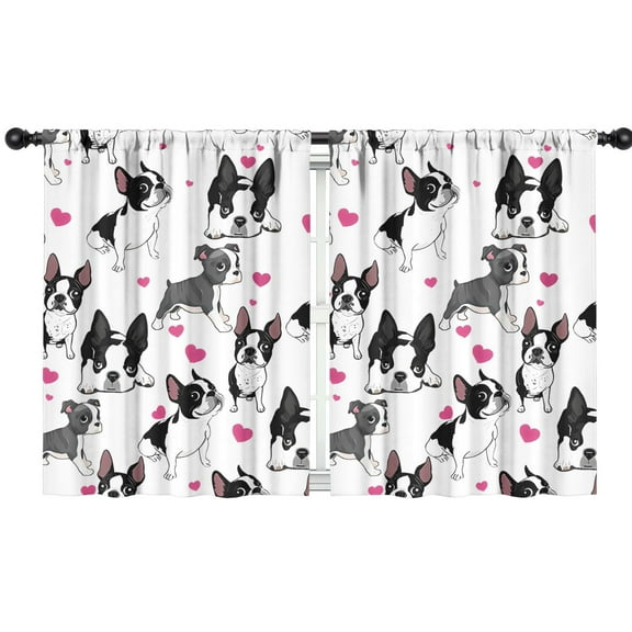 Blackout Kids Curtains,Pug and Love Heart Childrens Insulated Curtains Set Of 2,Bedroom Essentials,Toddler Room Decor 42x54in(106x137cm)