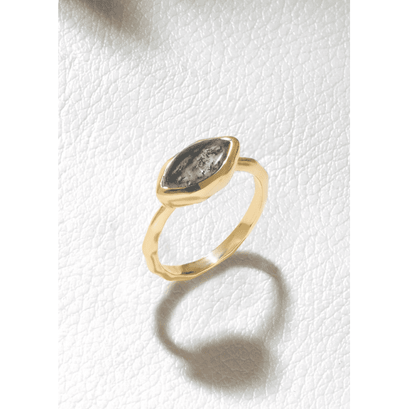 Sechi Black Rutilated Quartz Gold Plated Over Sterling Silver Classic Ring Jewelry (5)