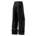 thumbnail image 4 of LWavelet Men's Cargo Wide Leg Pants - Drawstring Waist Multiple Pockets Utility Fabric Casual Daily Pants Black M, 4 of 4