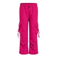 thumbnail image 4 of felwors Baggy Cargo Pants Women Casual High Waisted Parachute Pants Drawstring Loose Hip Hop Wide Leg Pant Y2K Hot Pink, XXXXXL, 4 of 6