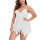 thumbnail image 3 of Ropa de dormir sexy para mujer T-thongs Malla Vestido de encaje floral Ropa de dormir, Blanco, XL tholdsy XX000049-08, 3 of 7