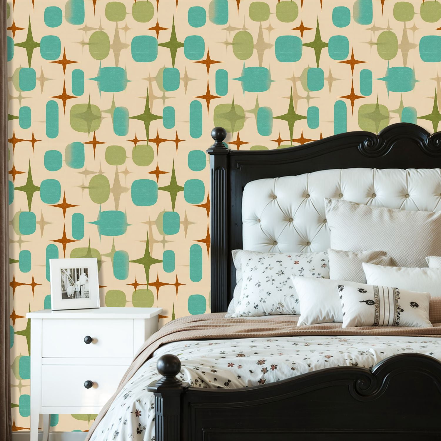 Peel and Stick Wallpaper 23.6in x 9.8ft Retro Abstract Seamless Mid century modern Contact Paper Vinyl Waterproof Self Adhesive Wall Paper for Bedroom Shelf Cabinet Renter Friendly