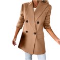 thumbnail image 2 of jsaierl Womens Blazer Double Breasted Notched Collar Open Front Solid Color Plus Size Jacket Trench Coat with Pocket, 2 of 9