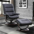 thumbnail image 2 of Pemberly Row Fabric Manual Reclining Swivel Chair and Ottoman in Black, 2 of 5