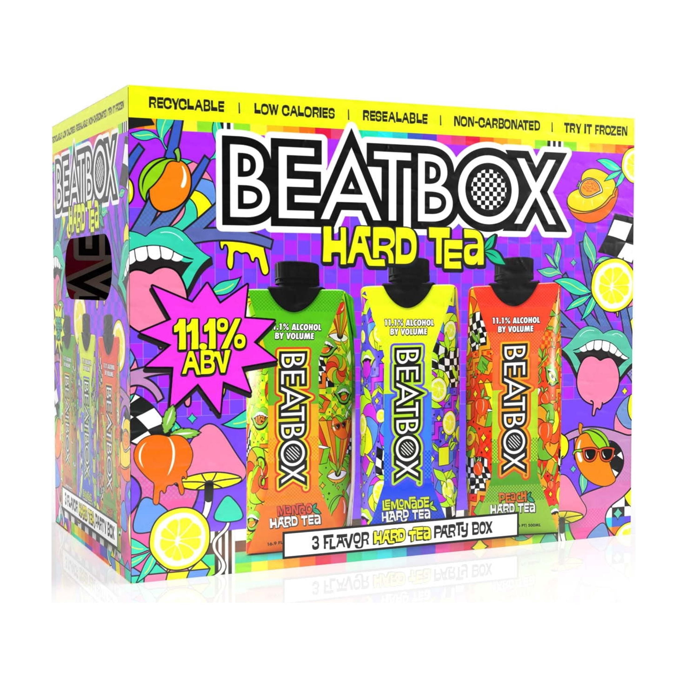 BeatBox Hard Tea Variety Pack Ready-to-Drink Cocktail Party Punch, 11.1% ABV 6/500ml Tetra
