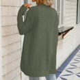 thumbnail image 4 of Solid Color Cardigan Fashion Loose Knitwear Pockets Round Neck Outwear Long Cable Knitted Sweater Open Front Warm Pullover Autumn Women Coat, 4 of 7