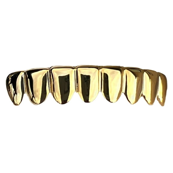 14k Gold Plated Grillz Deeper-Cut Bottom 8 Eight Teeth Pre-Made Grills