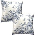 thumbnail image 2 of Blue White Flowers Pillow Covers 20x20 Inch, Set of 2 Vintage Floral Chinoiserie Style Decorative Throw Pillowcases Square Cushion Cover for Couch Sofa Bed Farmhouse Home Decor, 2 of 4