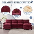 thumbnail image 6 of Noble House 106" U-Shape Sectional Sofa, Chenille Modular Cloud Couch with Chaise Lounge, Ottoman, Pillows, Wine Red, 6 of 30