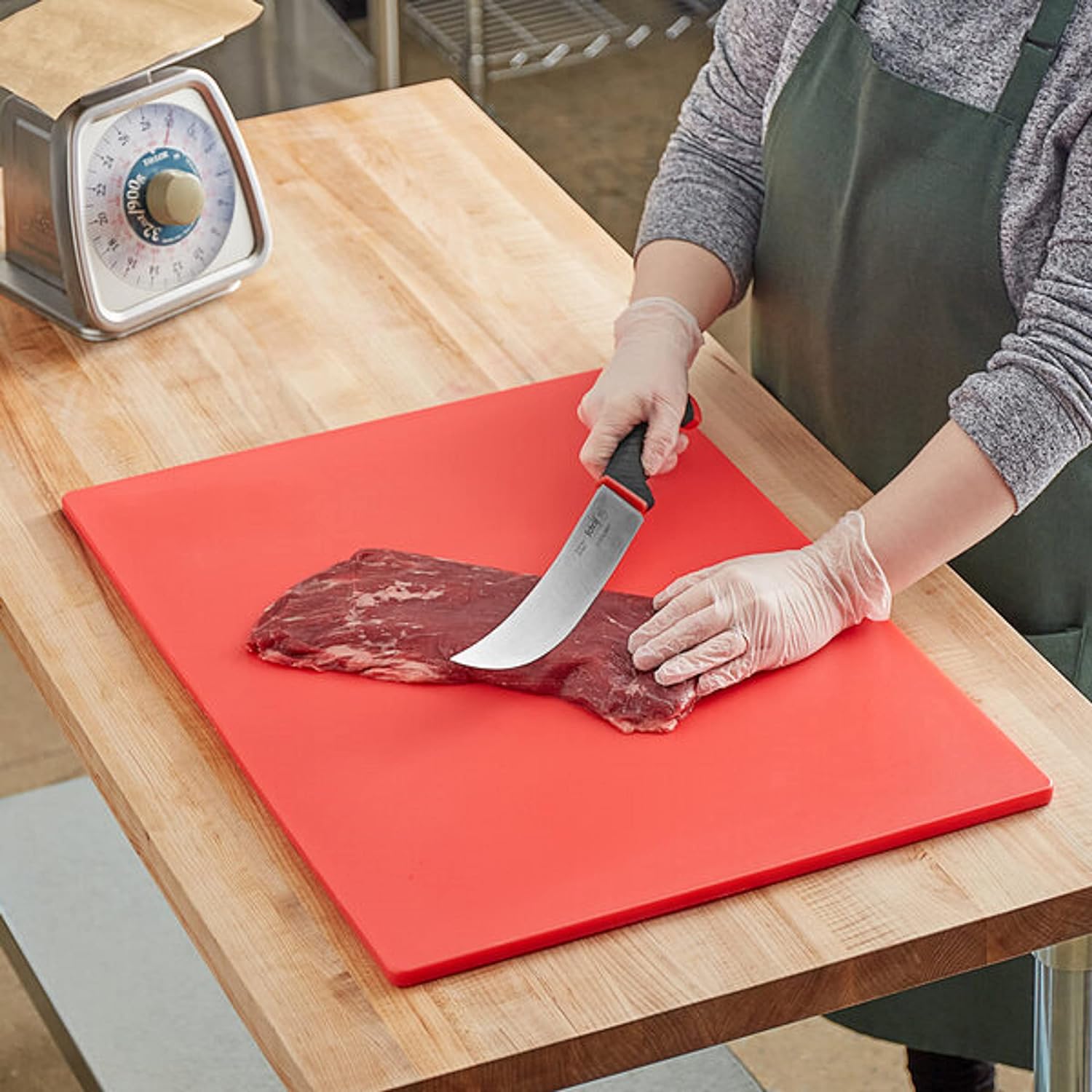 TrueCraftware- 24" X 18" X 1/2” Plastic Cutting Board for Kitchen Red Color- Plastic Commercial Chopping Board Anti Slip Surface Chopping Food Cutting Mat for Meat Vegetables