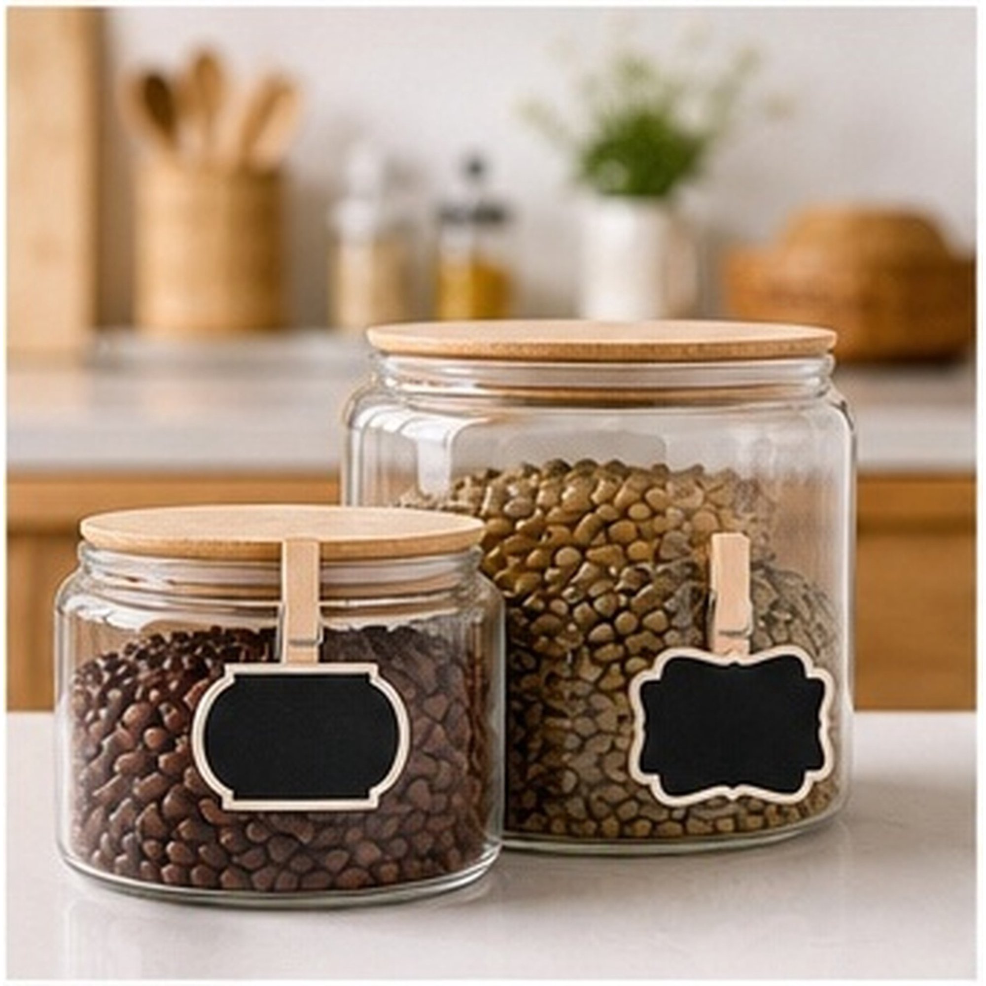 Toyandona 40Pcs Small Chalkboard Clips Multi Color Wooden Label Signs for Home Kitchen Basket Organization