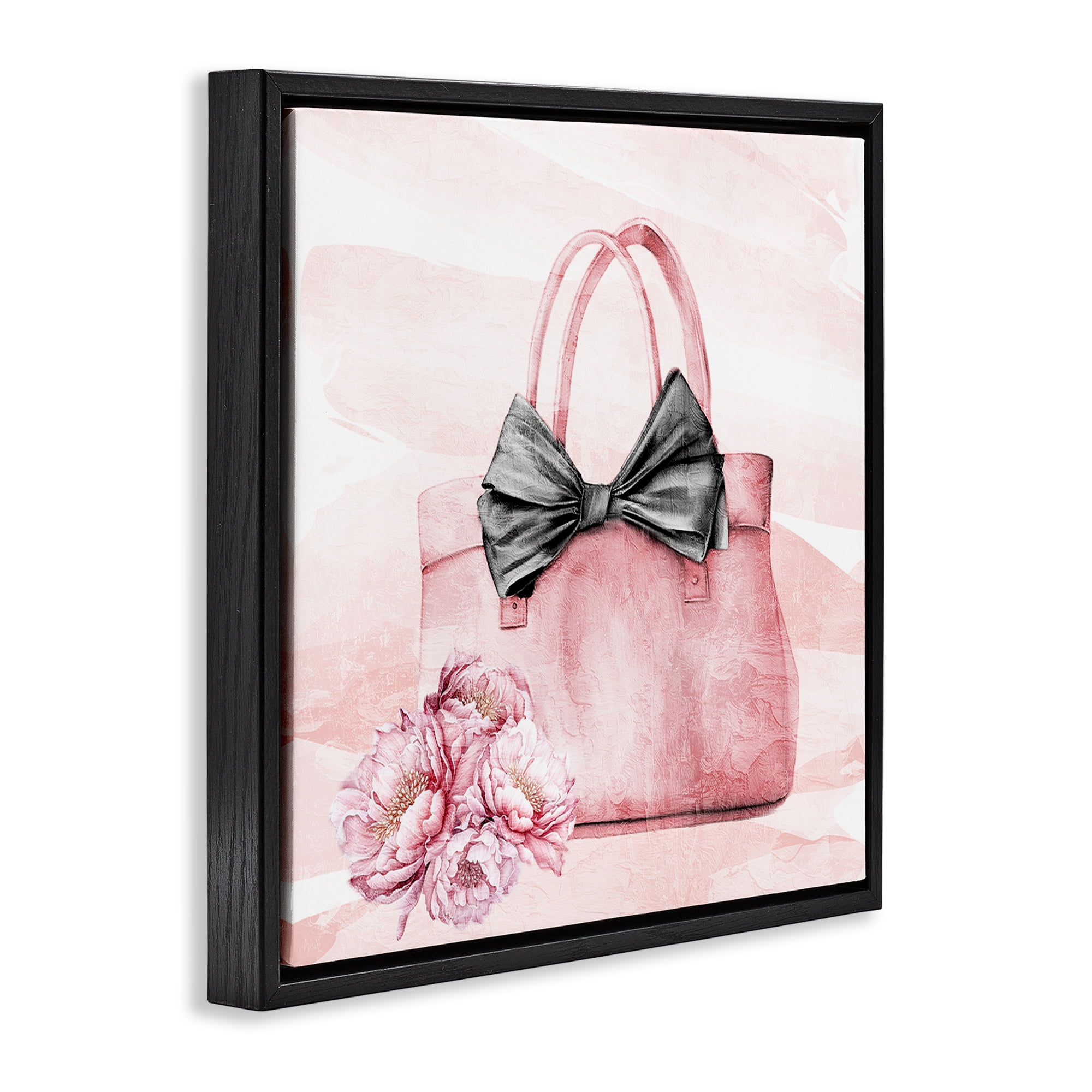 Stupell Industries Blush Glam Time Bag Black Framed Floater Canvas Wall Art, design by Kim Allen