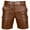 Brown, variant on SGFCWSX Men PU Leather 5 - Quarter Shorts,Multi - Pocket Cargo Shorts Casual Button Closure Black M