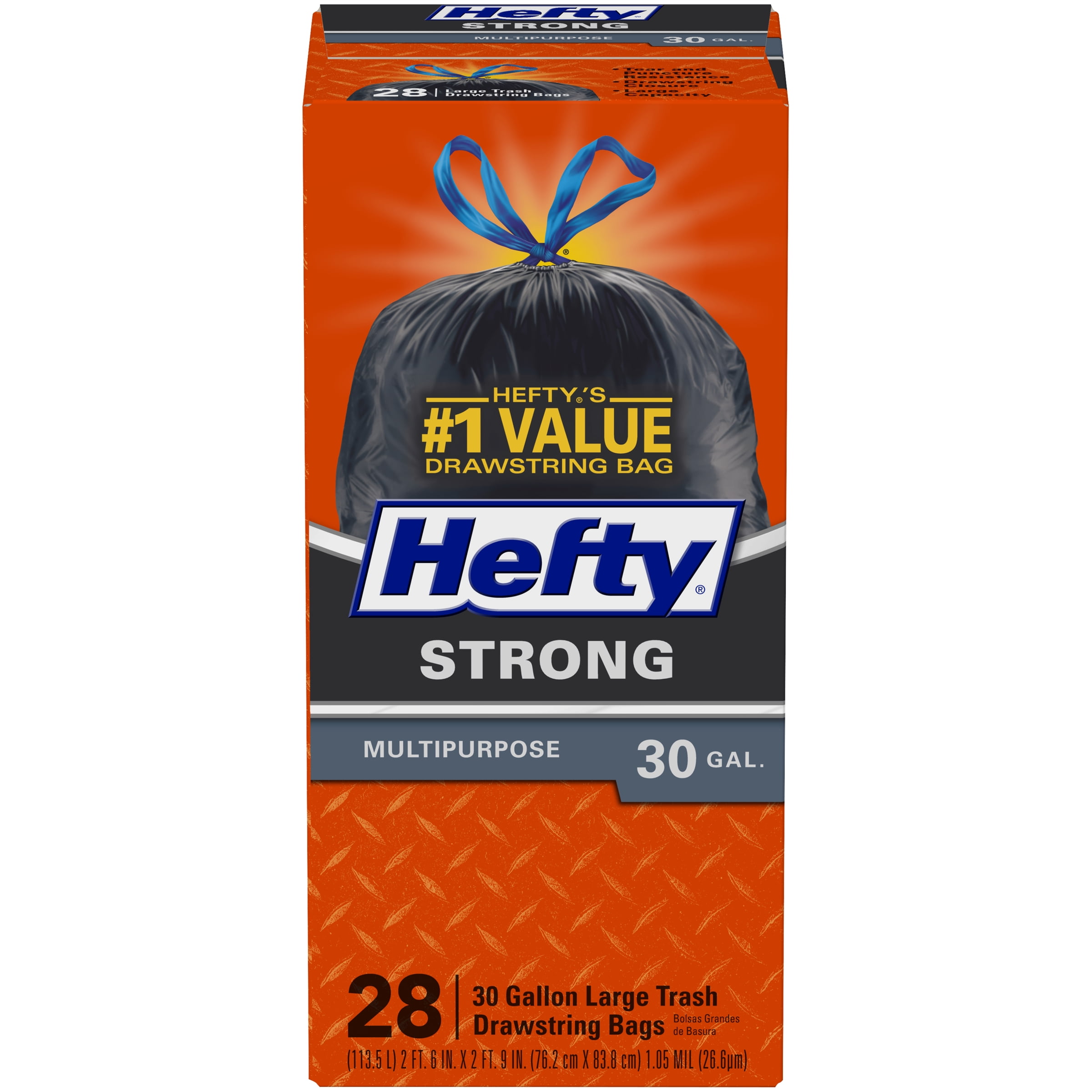 Hefty Strong Large Trash Lawn and Leaf, Drawstring, 39 Gallon Garbage Bags 