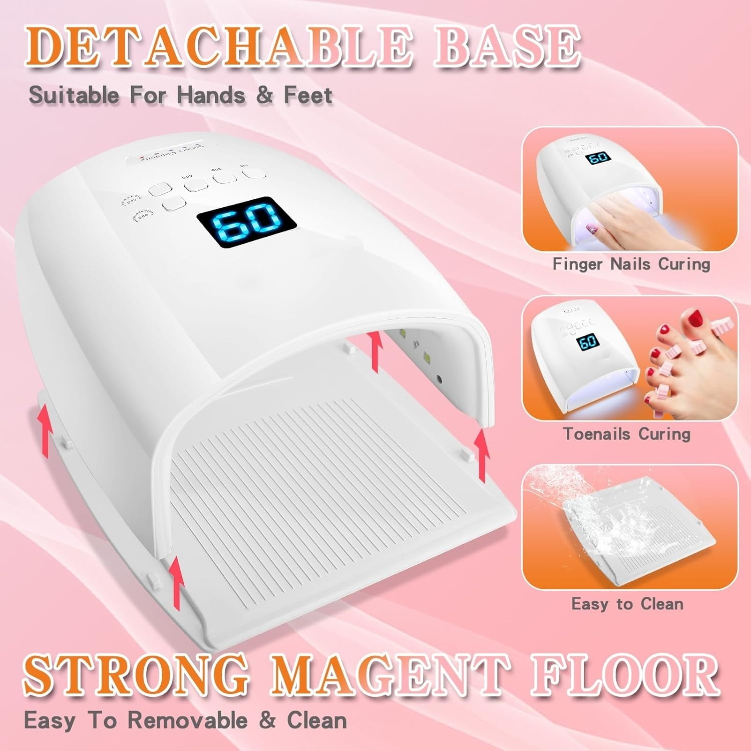Rechargeable Faster Drying UV LED Nail Lamp, LED Nail Dryer Gel Polish Light Nail Polish Curing LED Nail Dryer Automatic Sensor Professional Nail Light Suitable for Fingernails and Toenails