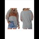 thumbnail image 1 of Blusas de Larga de Gran Tamaño, Moda 2025, Cuello Redondo, Informal, con Bloques de Color, para Mujer. Gris M, 1 of 7