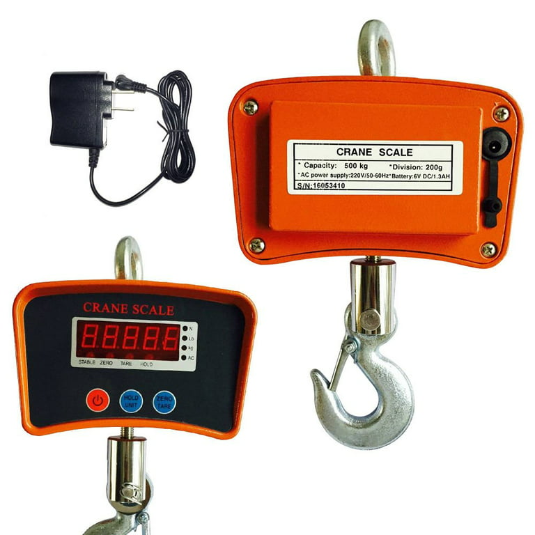 Optima Scale Digital Portable Industrial Hanging LED Crane Scale, 500 Lb  Capacity, With Remote Control