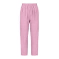 thumbnail image 5 of Linen Pants for Women, Elastic Waist Casual Spring Lounge Pants Soft Straight Leg Cropped Trouser with Pockets, 5 of 6