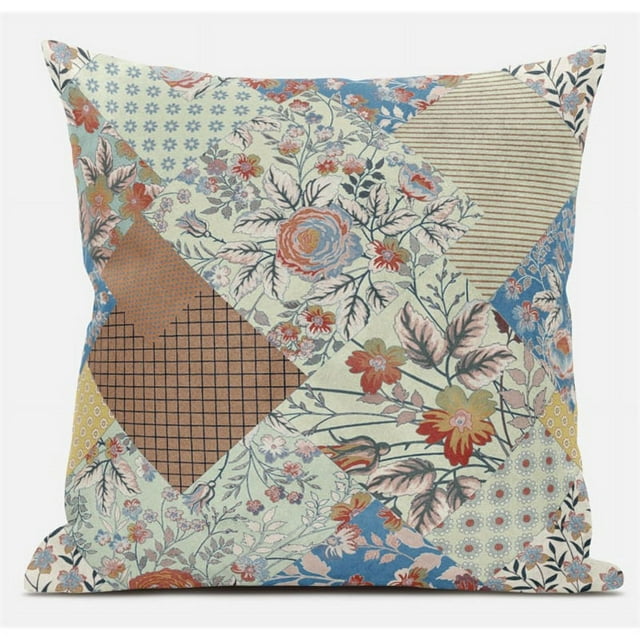 Arizona Patchs Floraux Jeter Tissu Oreiller en Orange Jaune 18x18