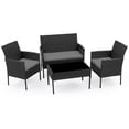 thumbnail image 6 of Gasee 4PCS Patio Rattan Conversation Furniture Set Outdoor Black/Gray Cushion, 6 of 8
