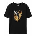 thumbnail image 7 of Killer Whale Men's T Shirts Fire T-Shirt for Men Cartoon Crew Neck Tees Cotton Tops, Black, S, 7 of 7