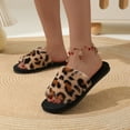 thumbnail image 2 of Fashion Leopard Faux Fur Home Slippers Women Autumn Winter Warm Plush Slides Woman Indoor Bedroom Soft Sole Fluffy Slippers (Pink,38-39), 2 of 6