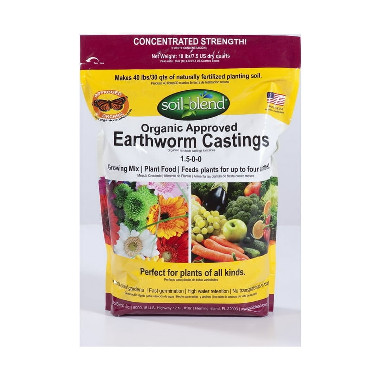 Soil Blend 10 lb. Bag Concentrated (10 lbs. makes 40 lbs.) Pure Organic Earth Worm Castings Soil Blend 10 lb. Bag Concentrated (10 lbs. makes 40 lbs.) Pure Organic Earth Worm Castings
