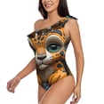 thumbnail image 3 of Picia Playful Leopard Art Pattern Women's One Piece Swimsuits,One Shoulder Swimwear Asymmetric ,Ruffle Monokinis Bathing Suits,High Waisted Flattering Bathing Suits-Small, 3 of 8