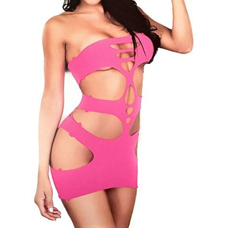 

Killer Legs Solid Cutout Mini Bodystocking Dress 818JT194 Fuchsia