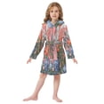 thumbnail image 6 of FORMRS Niños Bathrobe Unisex Hooded Robe Soft Plush Pajamas Sleepwear, Size 7-9T, Orange Vibrant Flowers, 6 of 7