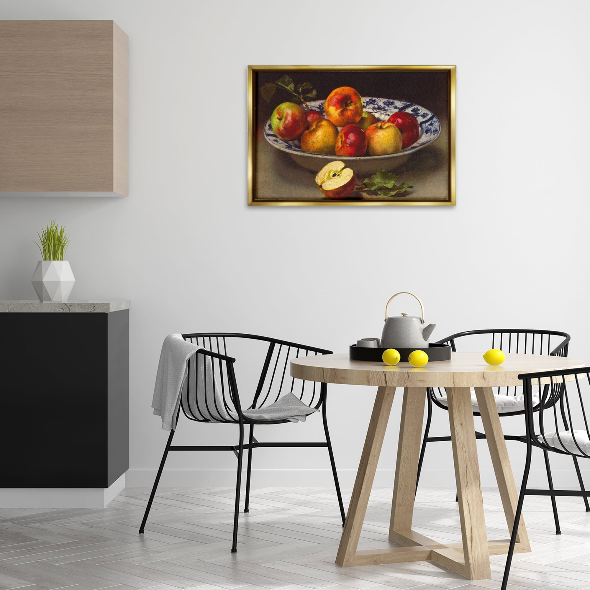 Stupell Industries Mixed Apples Still Life Food & Beverage Painting Gold Floater Framed Canvas Art Print Wall Art, 31 x 21