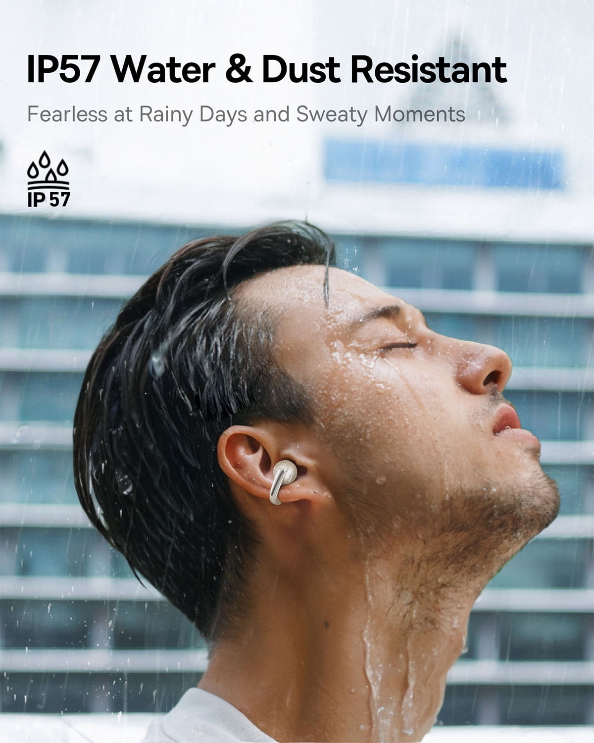 Baseus Open Ear Earbuds, Clip-On Bluetooth Earbud, Noise Cancelling Headphones, IP57, 40H Playtime, Bowie MC1, White