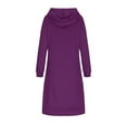 thumbnail image 5 of pstuiky Dresses for Women, Women's Solid Color Hooded Dress Hoodie Long Hooded Dress Sweatshirt Dress with Pockets, 5 of 7