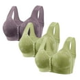 thumbnail image 1 of 3 Pack Front Closure Bras for Women Front Button Closure Bra Full Coverage Bra Senior Front-Closing Wirefree Bra, 1 of 8