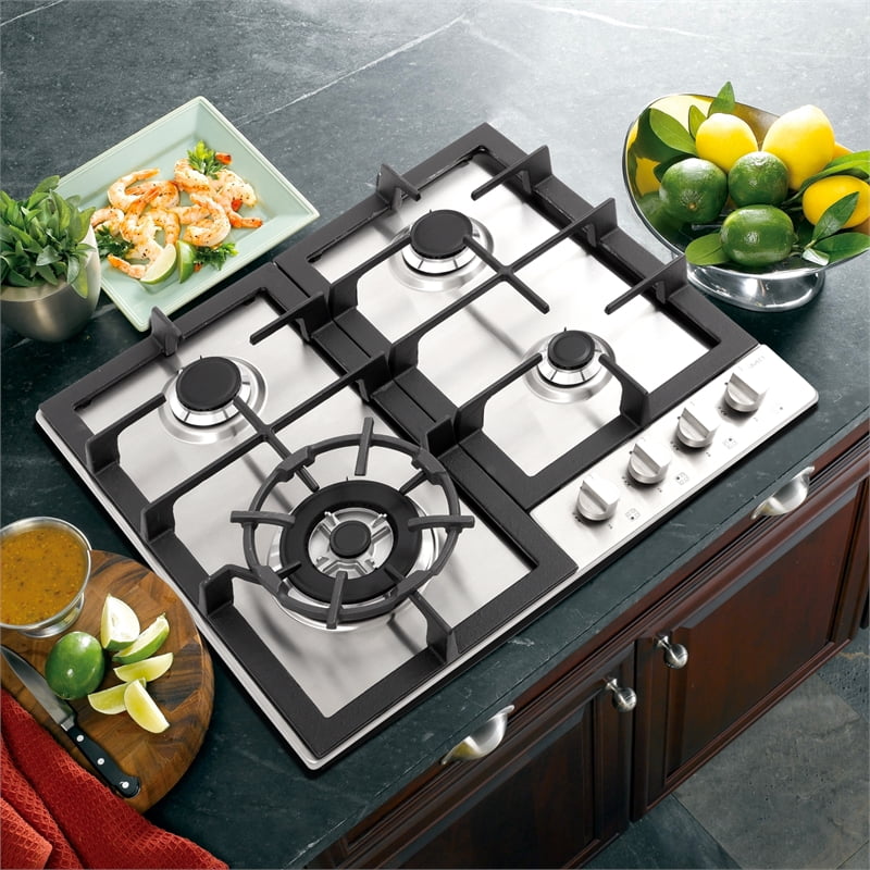 24 in. Gas Cooktop in Stainless Steel with 4 Sealed Burners
