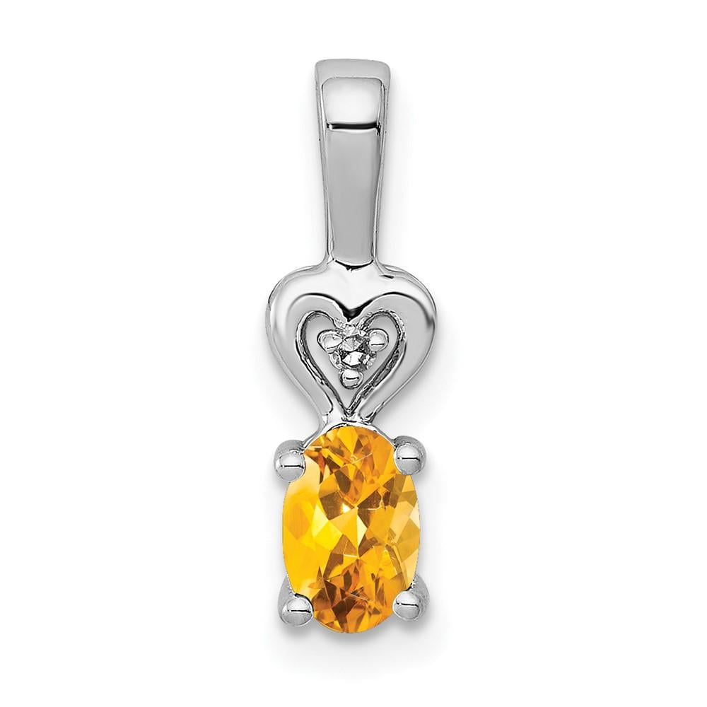 Best Birthday Gift Sterling Silver Rhodium-plated Diam & Citrine Pendant Best Birthday Gift Sterling Silver Rhodium-plated Diam & Citrine Pendant